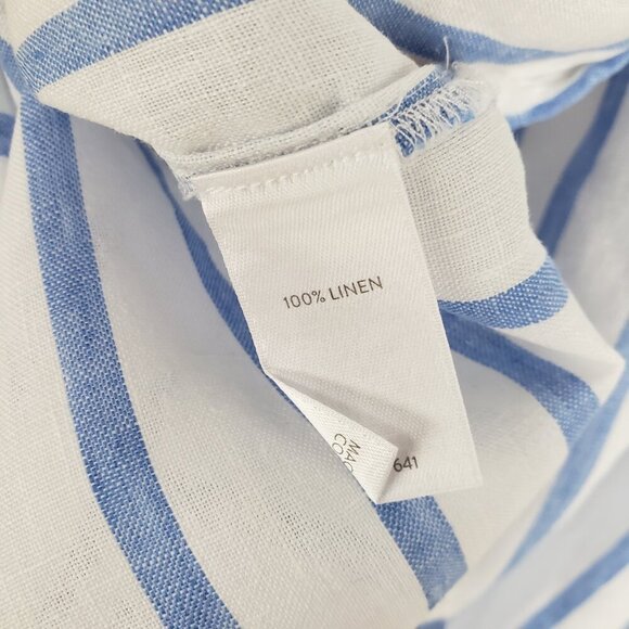 J Jill Love Linen Button Up Top Long Sleeve Blue White Stripe Size Small - Picture 7 of 8